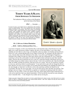 Louis Hughes, Thirty Years a Slave, The Plantation and Plantation