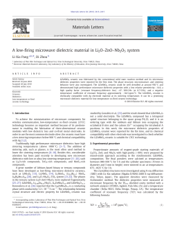 A low-firing microwave dielectric material in Li2O&ndash;ZnO&ndash;Nb2O5 system