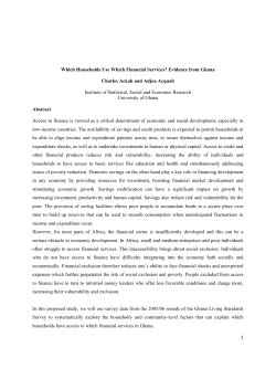 1 Which Households Use Which Financial Services? Evidence from
