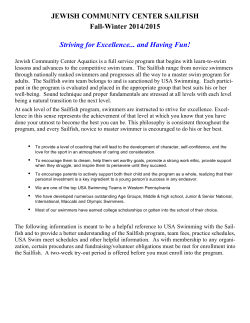 JEWISH COMMUNITY CENTER SAILFISH Fall-Winter