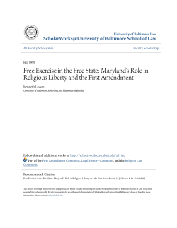 Maryland`s Role in Religious Liberty and the First Amendment