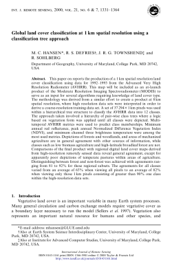 Global land cover classification at 1 km spatial resolution using a