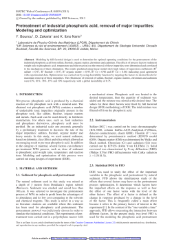 Pretreatment of industrial phosphoric acid, removal of major