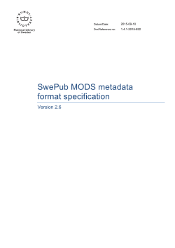 SwePub MODS metadata format specification v. 2.6