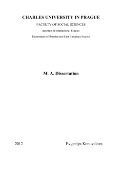 CHARLES UNIVERSITY IN PRAGUE M. A. Dissertation