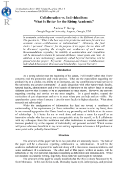 Collaboration vs. Individualism: What Is Better for the Rising