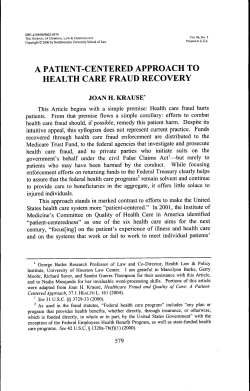 a patient-centered approach to health care fraud