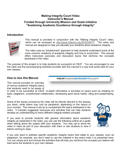 Making Integrity Count Video Instructor`s Manual Funded through