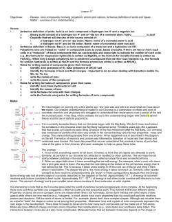 Lesson 17 Objectives: Review: Ionic compounds involving