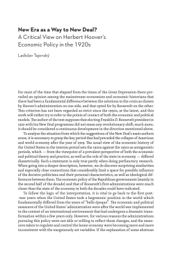 a Critical View on Herbert Hoover`s economic Policy in the 1920s