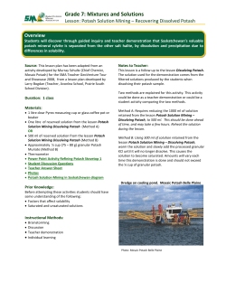 Potash Solution Mining &ndash; Recovering Dissolved Potash
