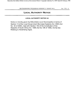 LOCAL AUTHORITY NOTICE Notice is hereby given by Mbombela