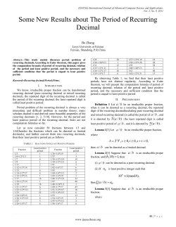 Some New Results about The Period of Recurring Decimal