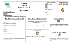 SCIENCE YEAR 3-4 Cycle A – Unit 2 Electricity