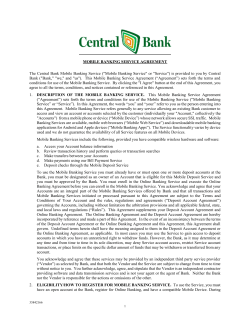 MOBILE BANKING SERVICE AGREEMENT The Central Bank