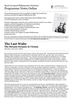 Programme Notes Online The Last Waltz