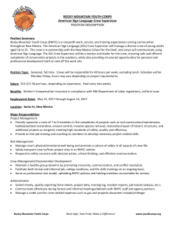 ASL Crew Supervisor Position Summer 2017