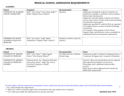 MEDICAL SCHOOL ADMISSION REQUIREMENTS_June_2015 V3