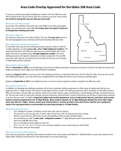 Area Code Overlay Approved for the Idaho 208 Area Code