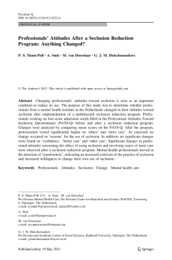 Professionals` Attitudes After a Seclusion Reduction - GGZ-VS