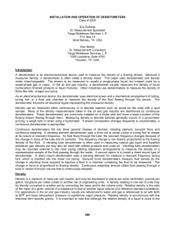 installation and operation of densitometers