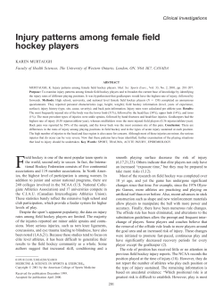 Injury patterns among female field hockey players