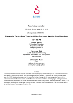 University Technology Transfer Office Business Models: One