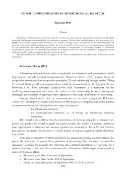 COVERT COMMUNICATION IN ADVERTISING: A CASE STUDY