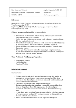 Chapter 2: First Language Acquisition (pp