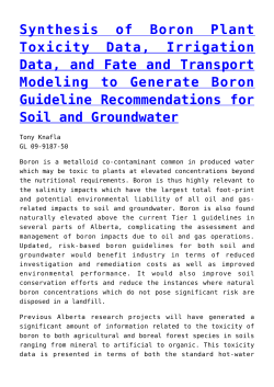 Synthesis of Boron Plant Toxicity Data, Irrigation Data, and