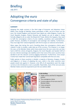 Adopting the Euro: Convergence criteria and state of play