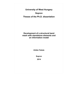 University of West Hungary Sopron Theses of the Ph.D. dissertation
