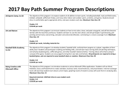 Program Descriptions/Prices