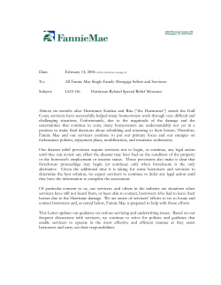 Hurricane-Related Special Relief Measures