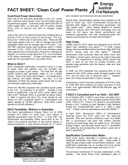 Fact Sheet: `Clean Coal` Power Plants