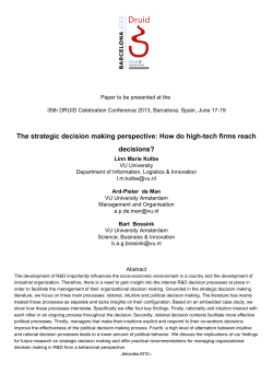 The strategic decision making perspective: How do high-tech