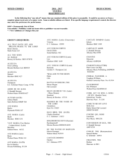 MIXED CHORUS 2016 &ndash; 2017 HIGH SCHOOL I S S M A