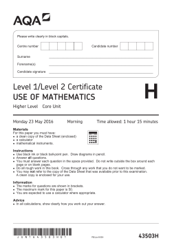 GCSE Use of Mathematics Question paper Core Unit June 2016