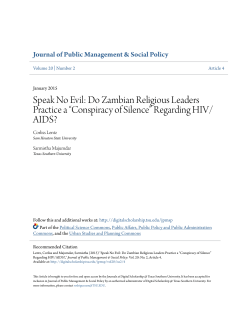 Speak No Evil: Do Zambian Religious Leaders Practice a &acirc;