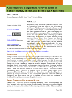 Contemporary Bangladeshi Poetry in terms of Subject matter