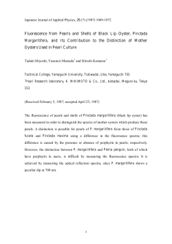 Fluorescence from Pearls and Shells of Black Lip Oyster, Pinctada