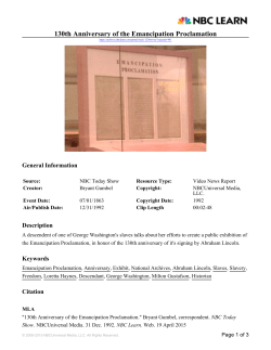 130th Anniversary of the Emancipation Proclamation