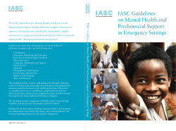 Iasc Guidelines on Mental Health and Psychosocial support in