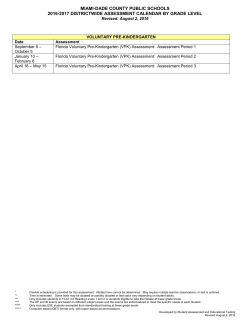 2016-2017 DISTRICTWIDE ASSESSMENT CALENDAR BY GRADE