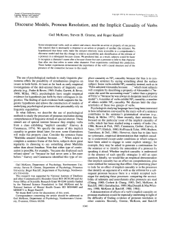 Discourse Models, Pronoun Resolution, and the Implicit Causality of