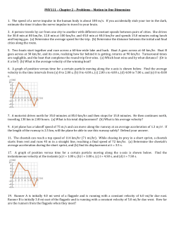 PHY111 &ndash; Chapter 2 &ndash; Problems &ndash; Motion in One Dimension 1. The