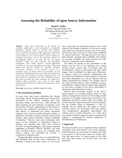 Assessing the Reliability of open Source Information