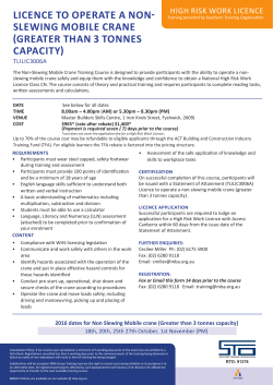 licence to operate a non- slewing mobile crane (greater than 3