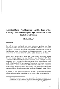 Head, Michael --- "Looking Back - And Forward