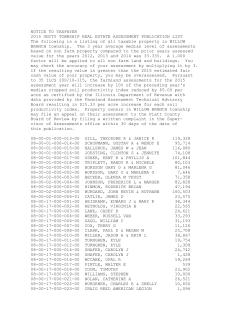 NOTICE TO TAXPAYER 2015 UNITY TOWNSHIP